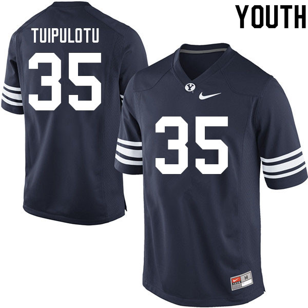 Youth #35 Ben Tuipulotu BYU Cougars College Football Jerseys Sale-Navy